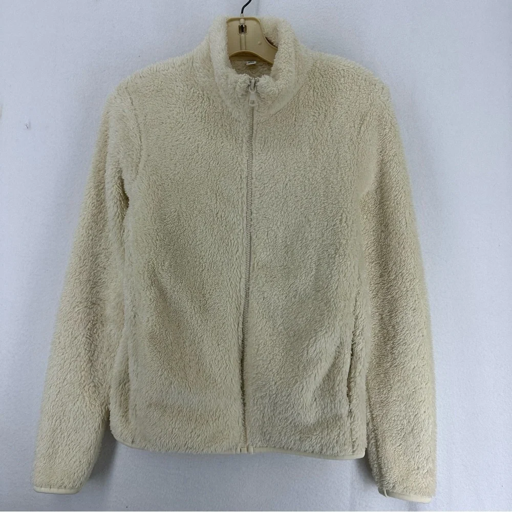 Uniqlo Sherpa Fleece Full Zip Jacket Woman’s XS‎ Beige